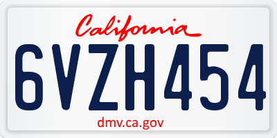 CA license plate 6VZH454