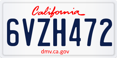 CA license plate 6VZH472