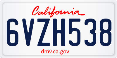 CA license plate 6VZH538