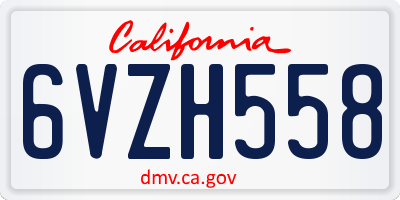 CA license plate 6VZH558