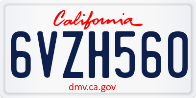 CA license plate 6VZH560