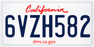 CA license plate 6VZH582