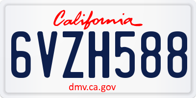 CA license plate 6VZH588