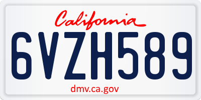 CA license plate 6VZH589