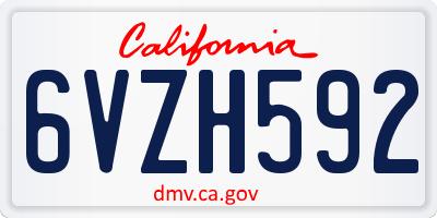 CA license plate 6VZH592