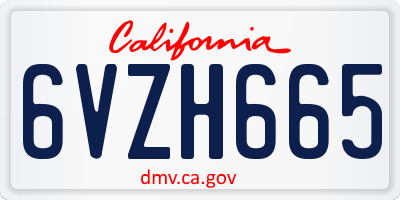 CA license plate 6VZH665