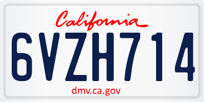 CA license plate 6VZH714