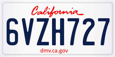 CA license plate 6VZH727
