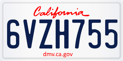 CA license plate 6VZH755