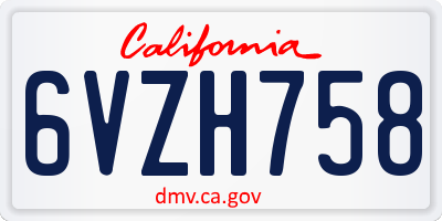 CA license plate 6VZH758