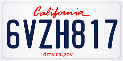 CA license plate 6VZH817