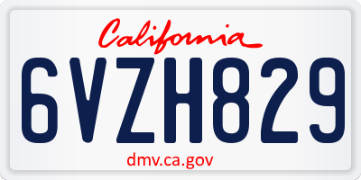 CA license plate 6VZH829