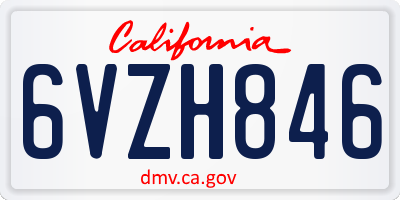 CA license plate 6VZH846