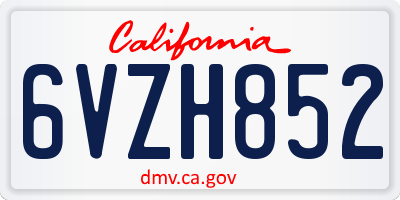 CA license plate 6VZH852
