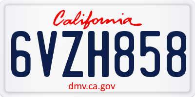 CA license plate 6VZH858