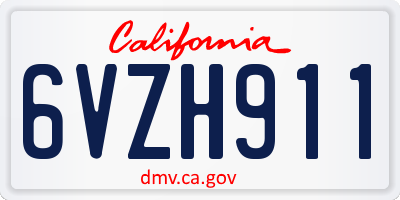 CA license plate 6VZH911