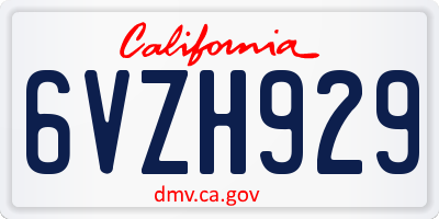 CA license plate 6VZH929