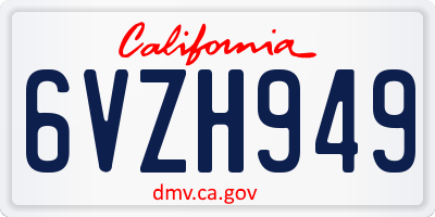 CA license plate 6VZH949
