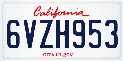 CA license plate 6VZH953