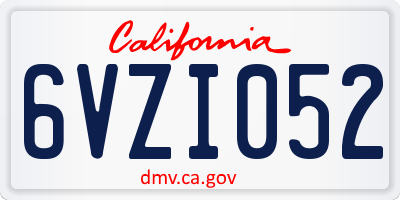 CA license plate 6VZI052