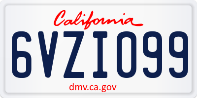 CA license plate 6VZI099