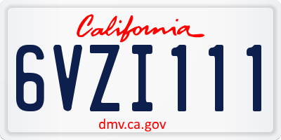 CA license plate 6VZI111