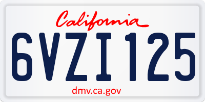 CA license plate 6VZI125