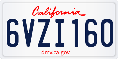 CA license plate 6VZI160