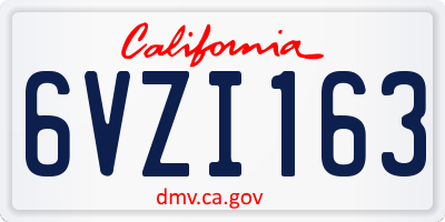 CA license plate 6VZI163