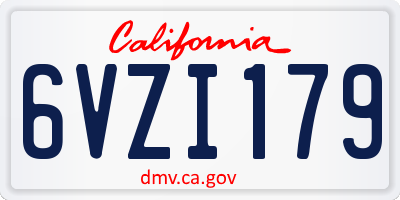 CA license plate 6VZI179