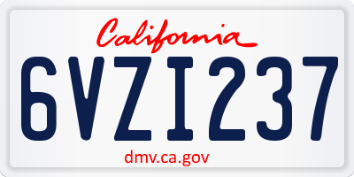 CA license plate 6VZI237