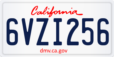 CA license plate 6VZI256