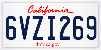 CA license plate 6VZI269