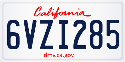 CA license plate 6VZI285