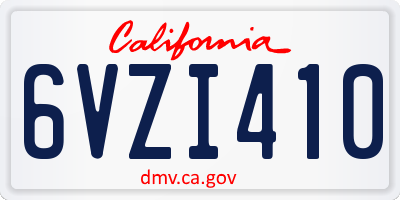 CA license plate 6VZI410