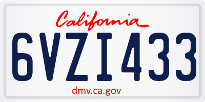 CA license plate 6VZI433