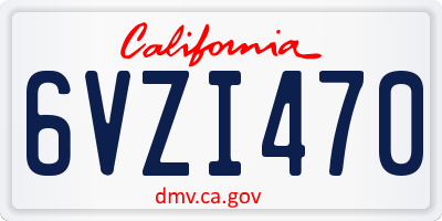 CA license plate 6VZI470