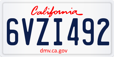 CA license plate 6VZI492