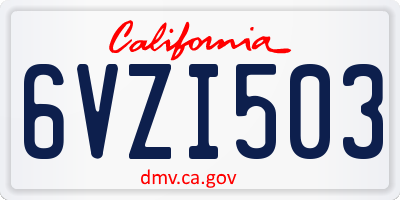CA license plate 6VZI503