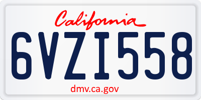 CA license plate 6VZI558