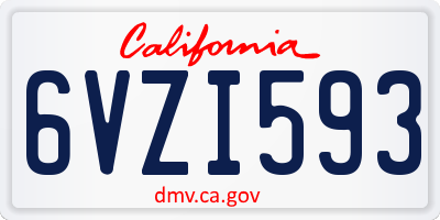 CA license plate 6VZI593