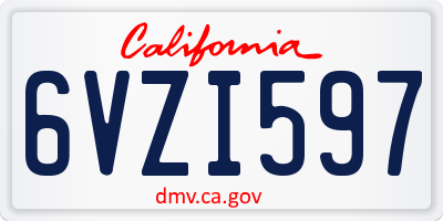 CA license plate 6VZI597