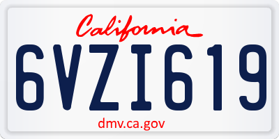 CA license plate 6VZI619