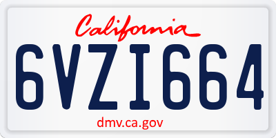 CA license plate 6VZI664