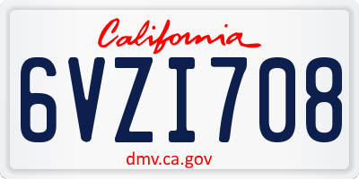 CA license plate 6VZI708