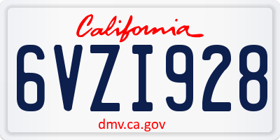 CA license plate 6VZI928