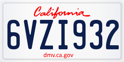 CA license plate 6VZI932