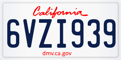 CA license plate 6VZI939