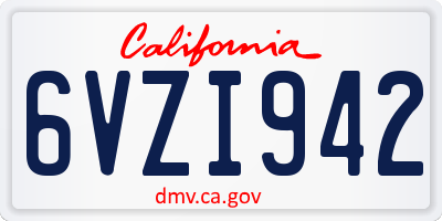 CA license plate 6VZI942