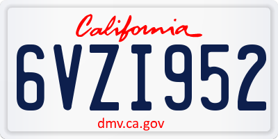 CA license plate 6VZI952